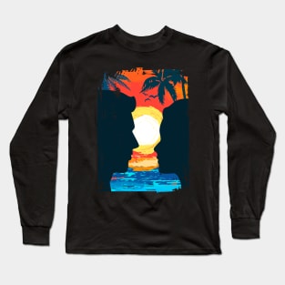 Colorful Beach Sunset Summer Design Long Sleeve T-Shirt